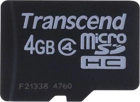 Флеш карта microSD 4GB Transcend microSDHC Class 10, (без адаптера), TLC