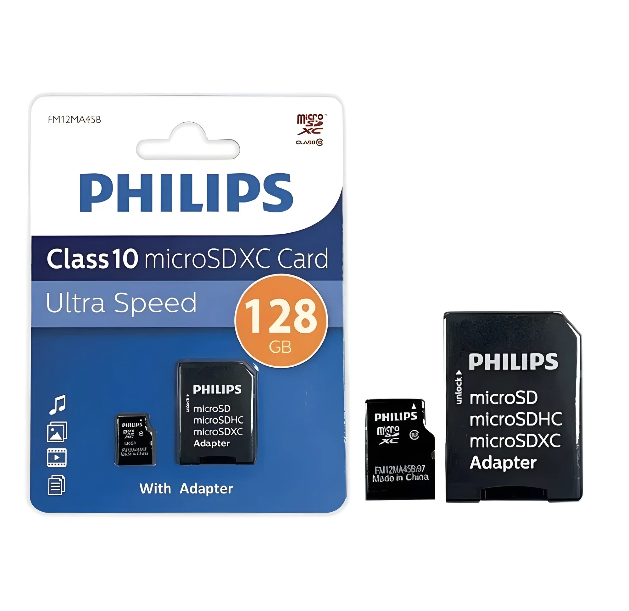 Флеш карта microSD 128GB PHILIPS microSDHC Class 10 (SD адаптер)