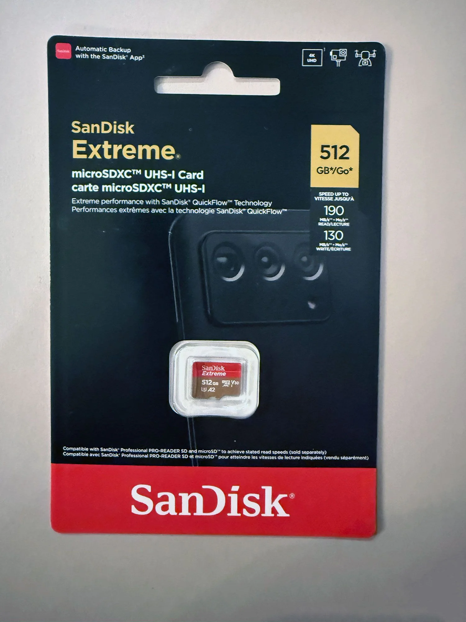 Флеш карта microSD 512GB SanDisk microSDXC UHS-I A2 V30 U3 Extreme 190MB/s