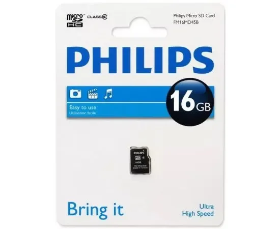 Флеш карта microSD 64GB PHILIPS microSDHC Class 10 (SD адаптер)