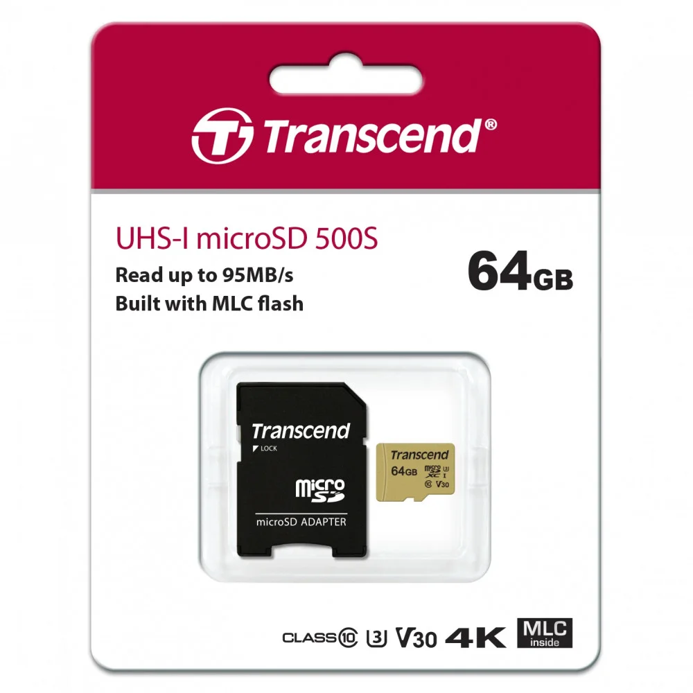 Флеш карта microSD 64GB Transcend Ultra Perfomrance microSDXC Class 10 UHS-I U3, V30, A2, (SD адаптер), TLC