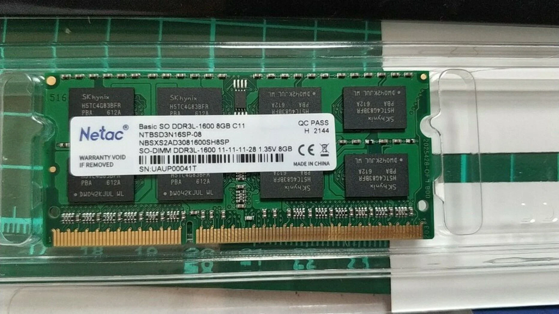 Оперативная память Netac DDR3L SO-DIMM 8Gb 1600MHz (NTBSD3N16SP-08)