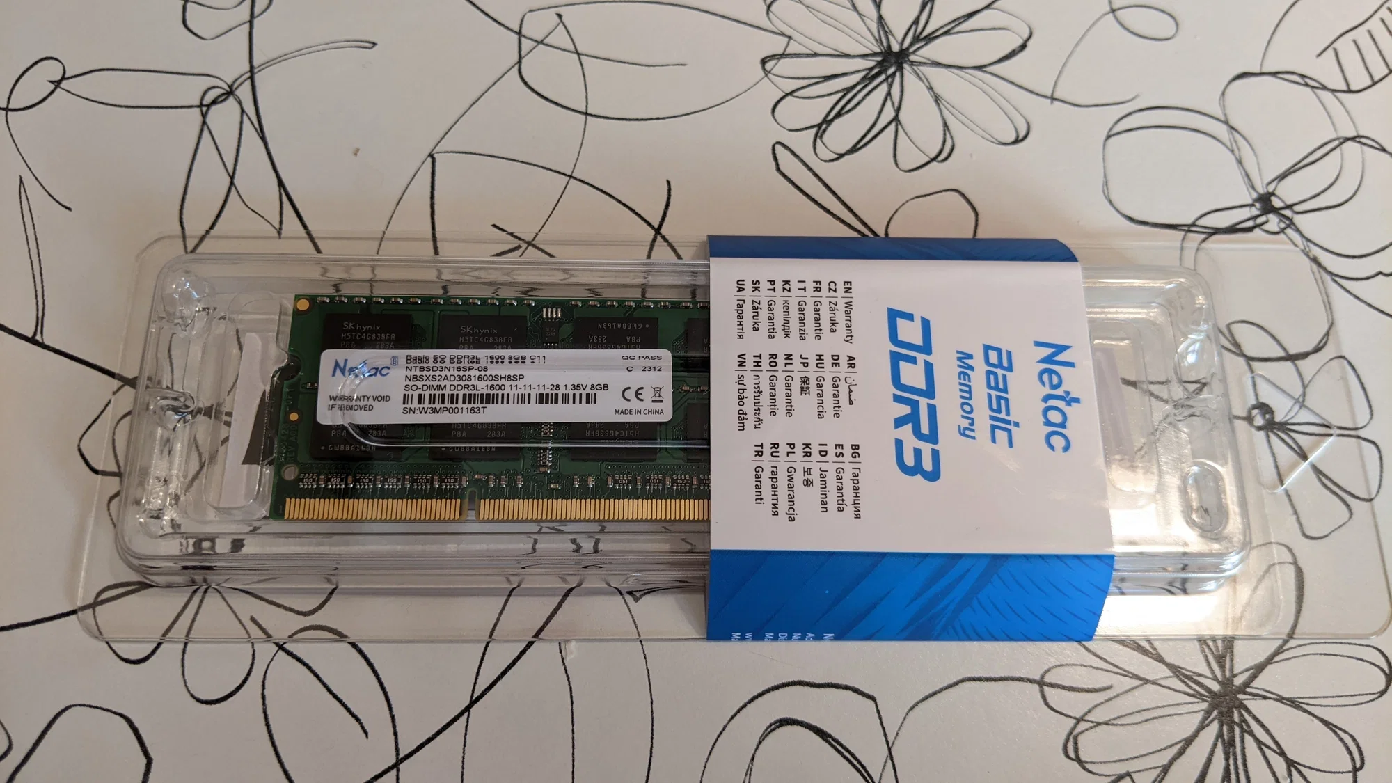 Оперативная память Netac DDR3L SO-DIMM 8Gb 1600MHz (NTBSD3N16SP-08)