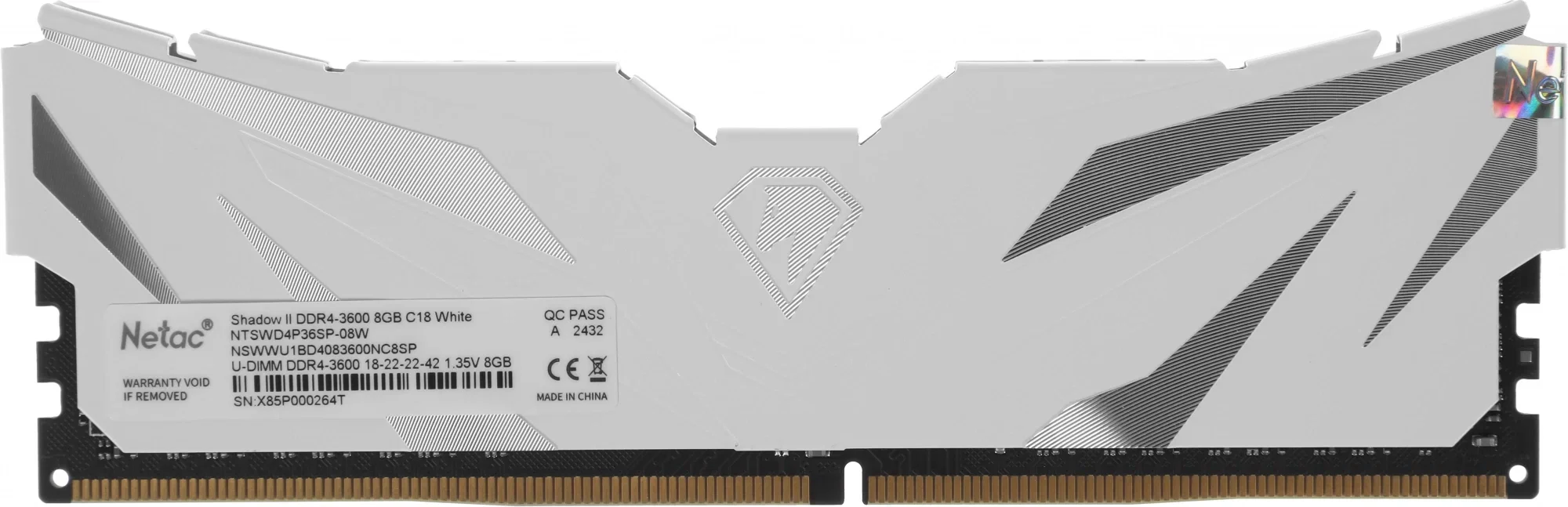 Оперативная память Netac DDR4 8GB 2666Mhz Shadow II White (NTSWD4P26SP-08W)