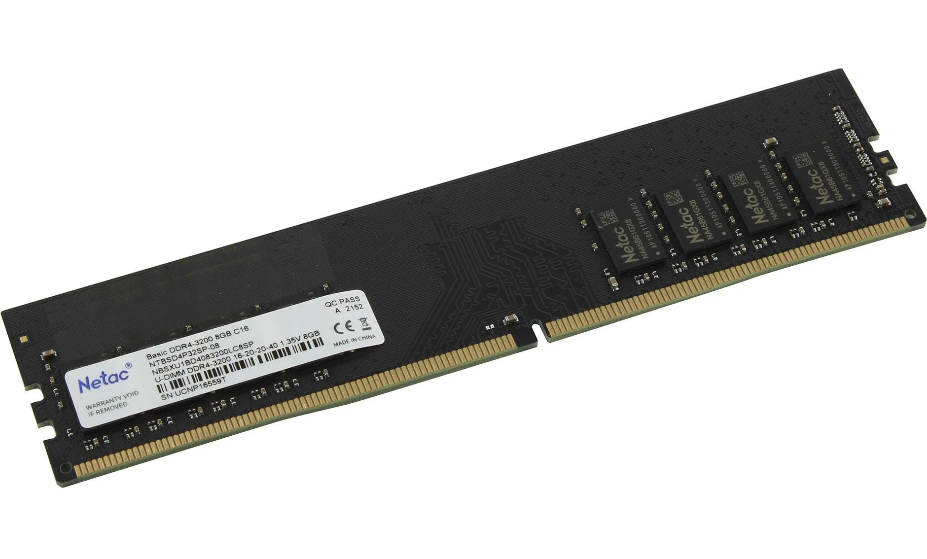 Оперативная память Netac DDR4 8GB 3200MHz (NTBSD4P32SP-08)