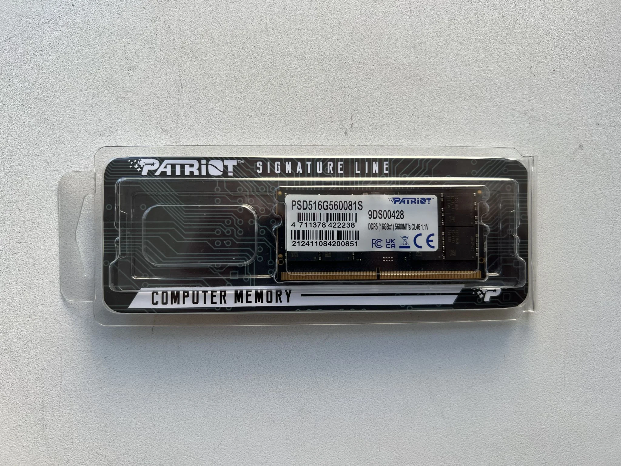 Оперативная память Patriot Memory SO-DIMM DDR5 16GB 5600MHz Signature Line (PSD516G560081S)