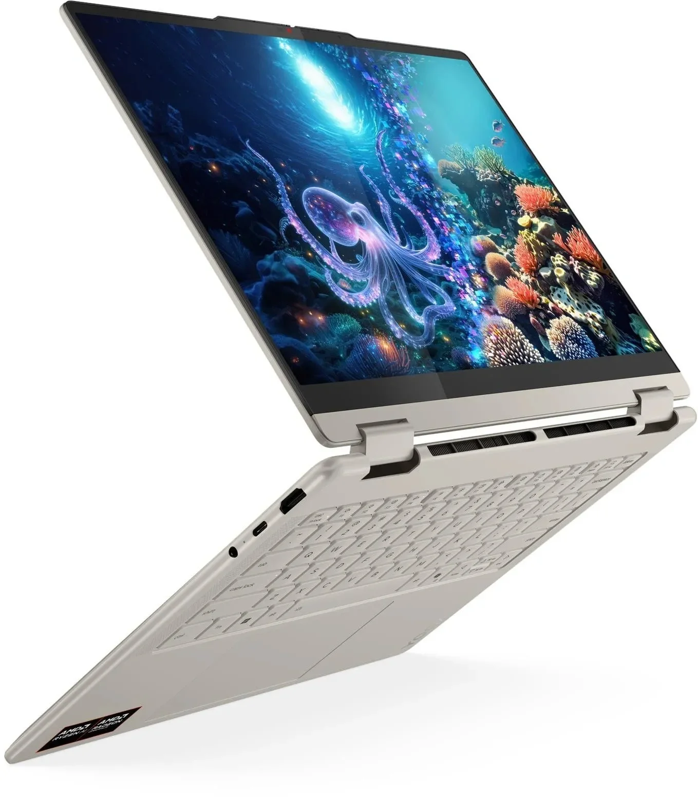 Ноутбук Lenovo Yoga 7 14AKP10 Ryzen AI 7 350 24Gb SSD1Tb AMD Radeon 860M 14" OLED Touch WUXGA (1920x1200) Windows 11 Home beige WiFi BT Cam (83JR0061R