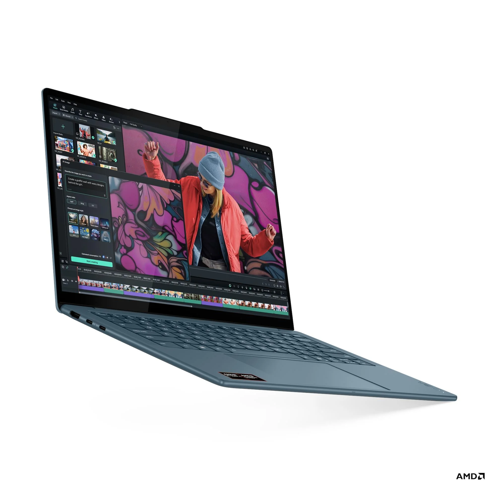 Ноутбук Lenovo Yoga Slim7 14AKP10 Ryzen AI 5 340 16Gb SSD1Tb AMD Radeon 840M 14" OLED 2.8K (2880x1800) Windows 11 Home turquoise WiFi BT Cam (83JY0009