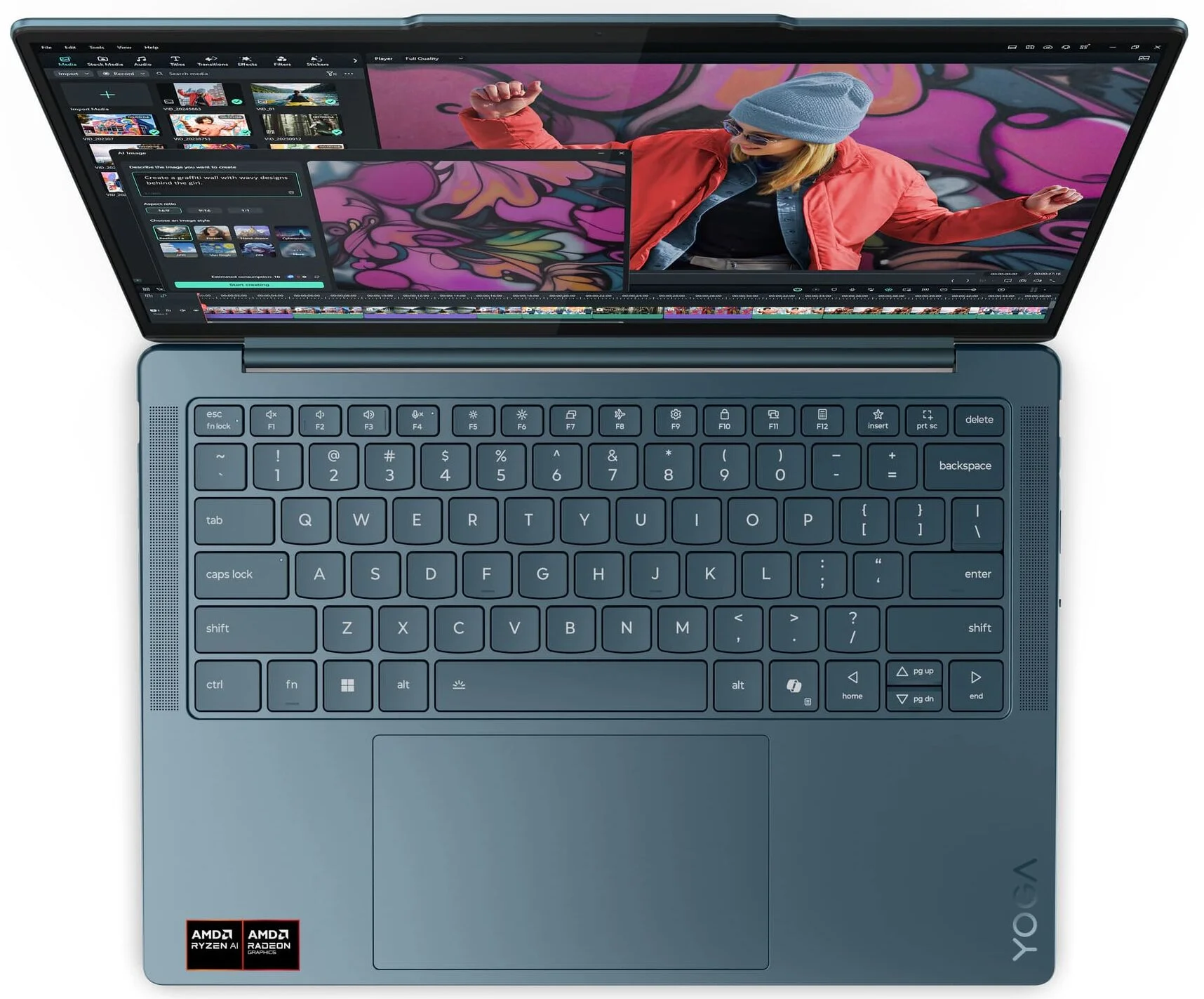 Ноутбук Lenovo Yoga Slim7 14AKP10 Ryzen AI 5 340 16Gb SSD1Tb AMD Radeon 840M 14" OLED 2.8K (2880x1800) Windows 11 Home turquoise WiFi BT Cam (83JY0009