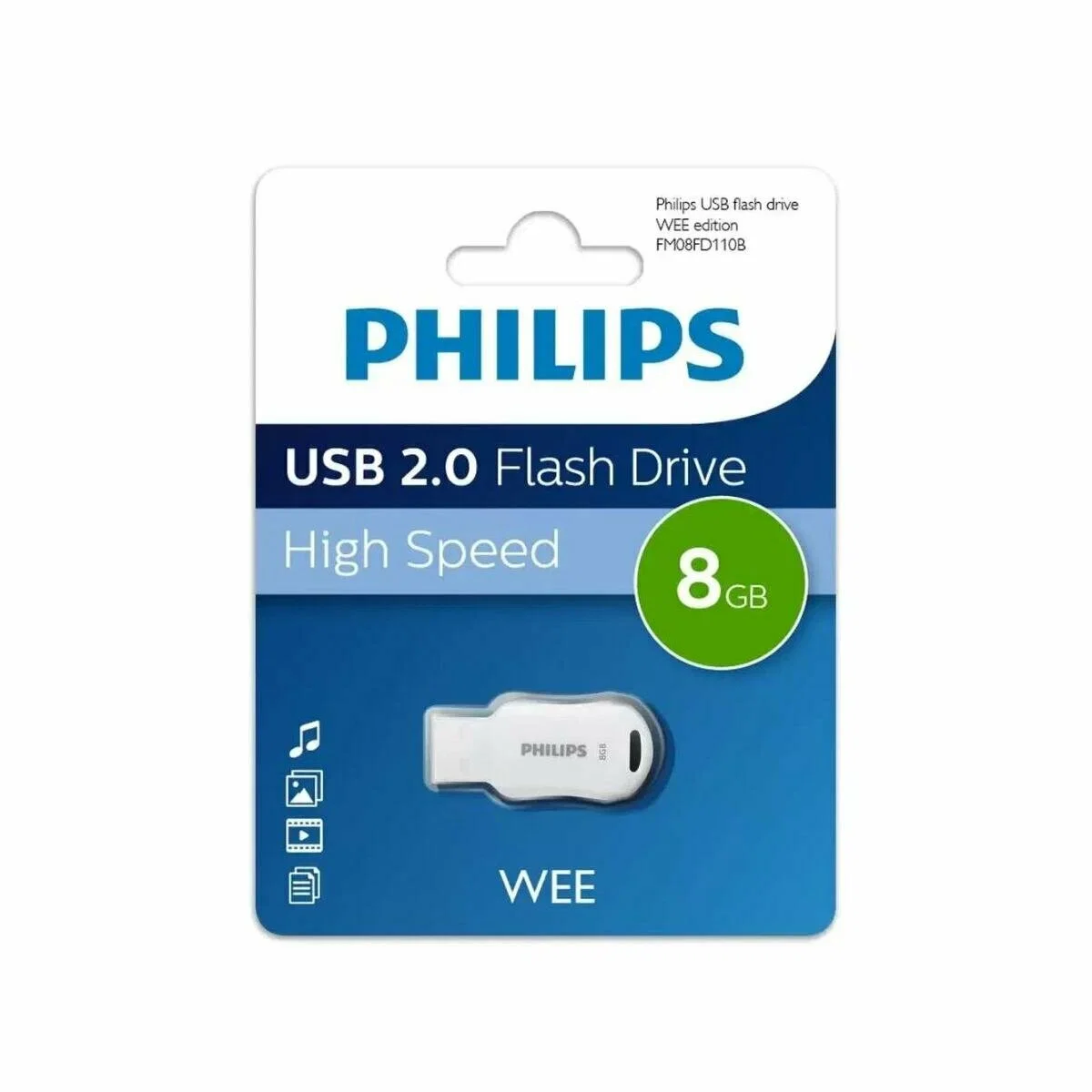 Флеш накопитель 8GB PHILIPS IRON 2.0 8GB, USB 2.0