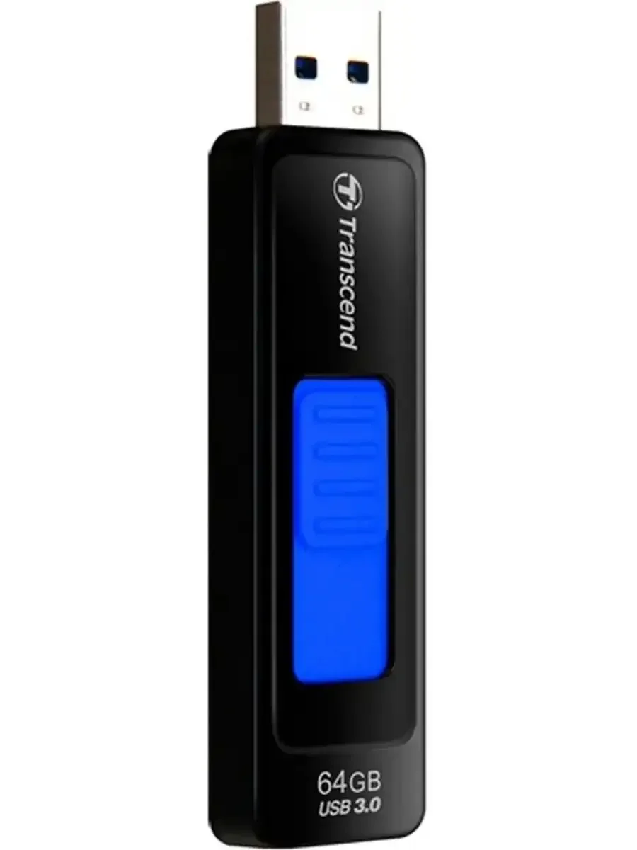 Флеш накопитель 64GB Transcend JetFlash 760, USB 3.0, Черный/Синий
