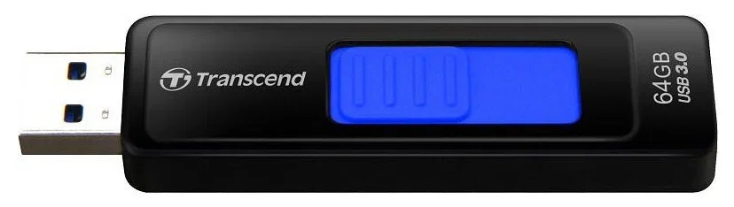 Флеш накопитель 64GB Transcend JetFlash 760, USB 3.0, Черный/Синий