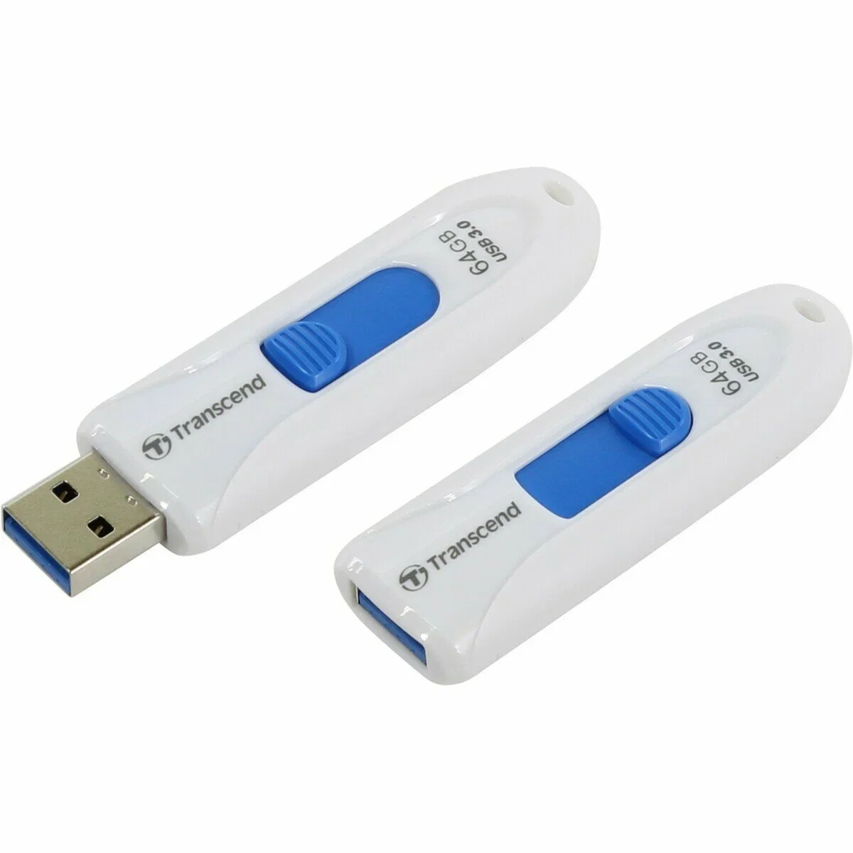 Флеш накопитель 64GB Transcend JetFlash 790, USB 3.1, Белый/Синий