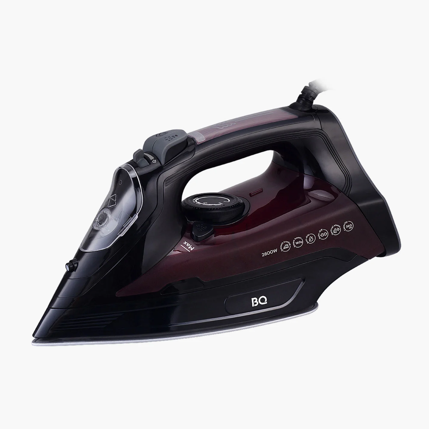 Утюг BQ SI1003 Черный-Винный Красный 2600Вт, удар 160г, подошва керамика