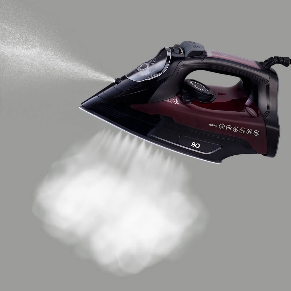 Утюг BQ SI1003 Черный-Винный Красный 2600Вт, удар 160г, подошва керамика