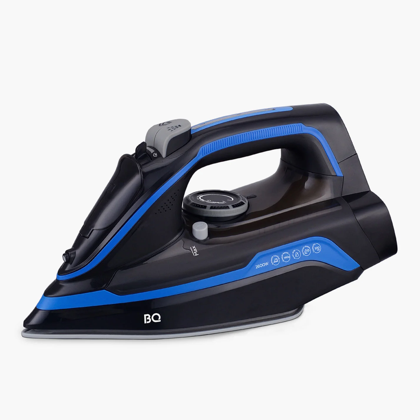 Утюг BQ SIC1002 Черный-Синий 2800Вт, удар 140 г/мин подошва керамика 380 мл.