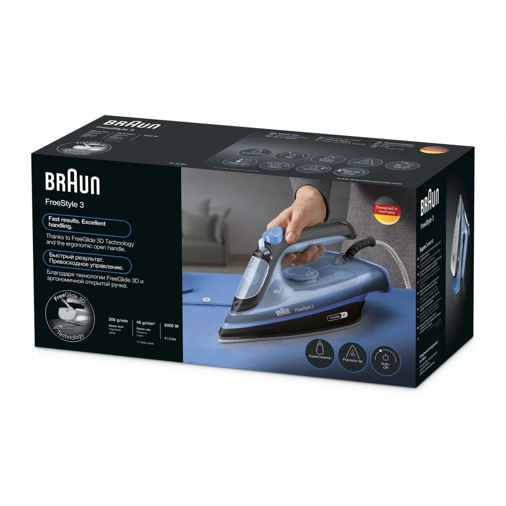 Утюг Braun FI FI3194BK (2400 Вт. пар удар 200 г/мин. шнур 2 м. вода 270 мл. Керамика)