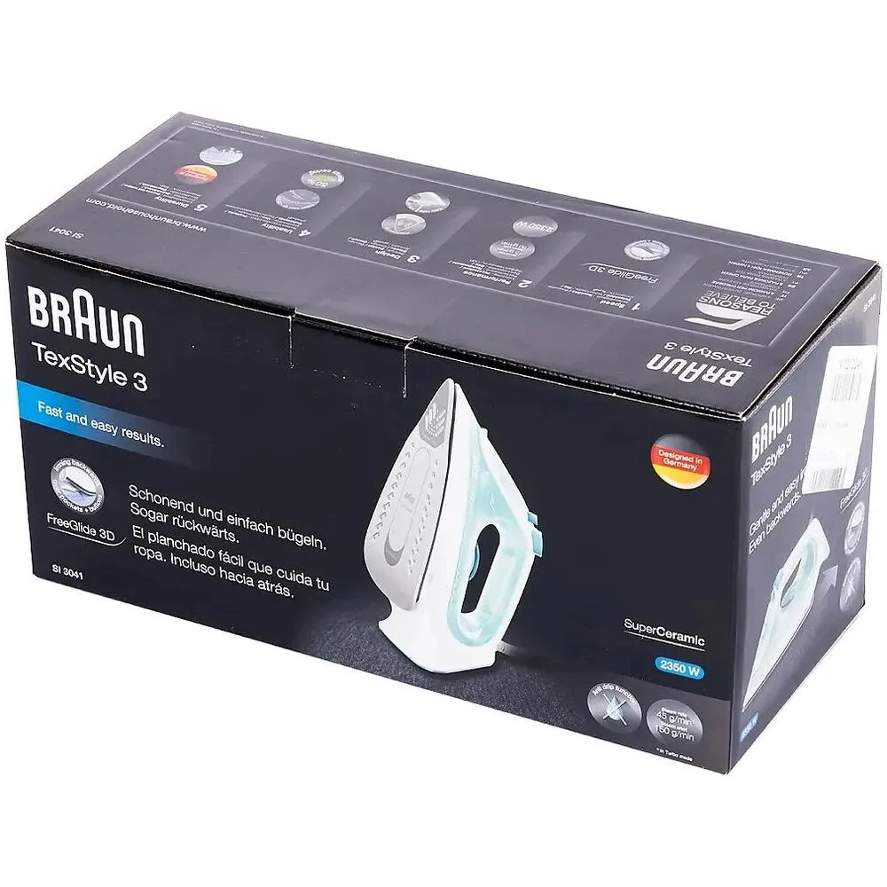 Утюг Braun SI3041 GR 2350Вт, удар 150г/мин, резервуар 270 мл, подошва керамика
