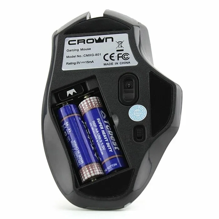 Мышь беспроводная Crown Gaming CMXG-801 черный, 1600 dpi, радиоканал, USB, кнопки - 7