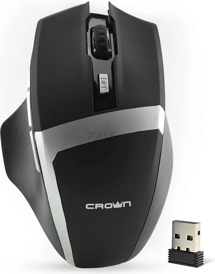 Мышь беспроводная Crown Gaming CMXG-801 черный, 1600 dpi, радиоканал, USB, кнопки - 7