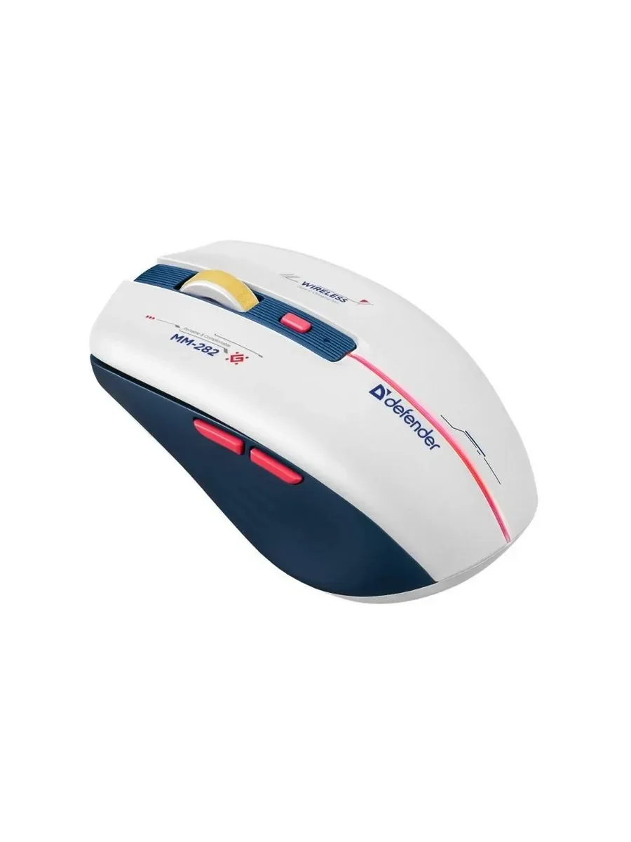 Мышь беспроводная Defender Dila MM-282 белый/синий, 1800 dpi, радиоканал, USB, кнопки - 6