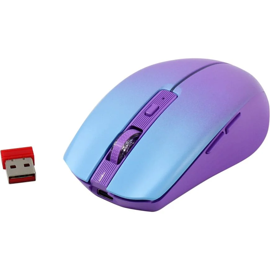 Мышь беспроводная Defender Mystery MM-301 фиолетовый, 1600 dpi, радиоканал, Bluetooth, USB, кнопки - 6