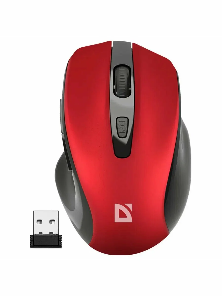 Мышь беспроводная Defender Prime MB-053 красный, 1600 dpi, радиоканал, USB, кнопки - 6