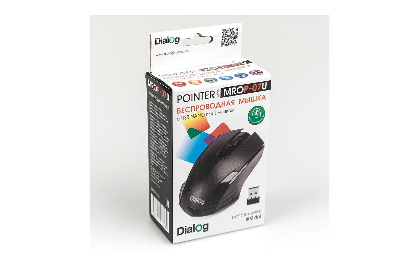 Мышь беспроводная Dialog Pointer MROP-07U черный, 800 dpi, радиоканал, USB, кнопки - 3