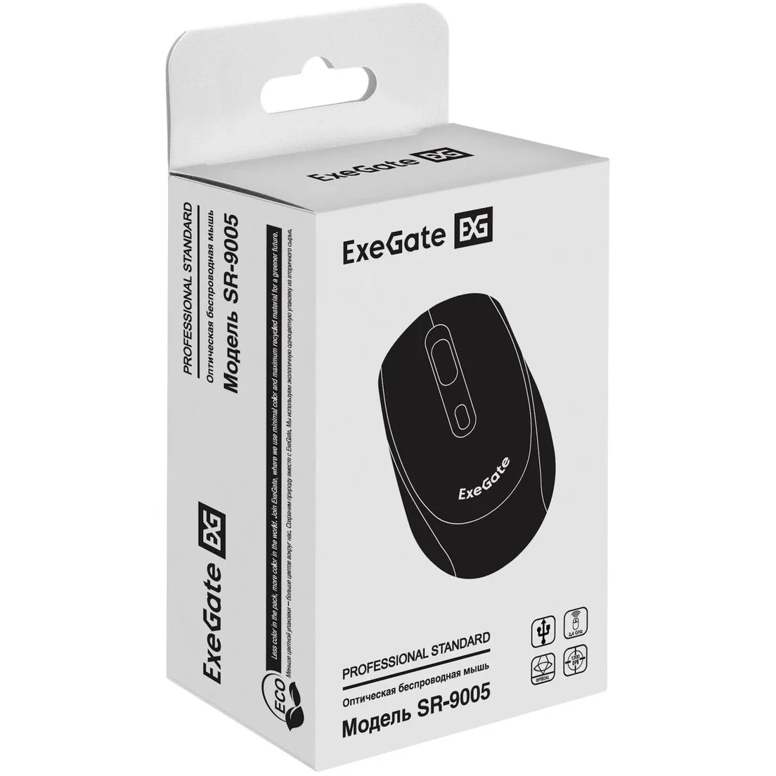 Мышь беспроводная ExeGate Professional Standard SR-9005 черный, 1200 dpi, радиоканал, USB, кнопки - 4