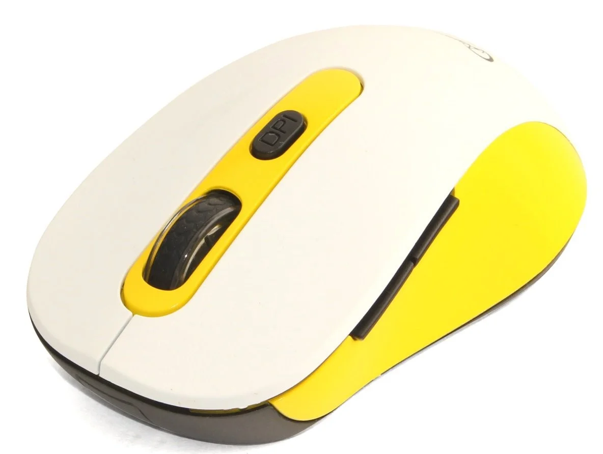 Мышь беспроводная Gembird MUSW-221-Y белый/желтый, 1600 dpi, радиоканал, USB, кнопки - 6