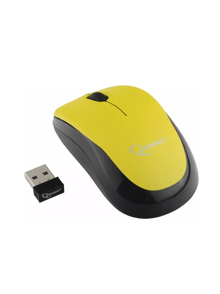 Мышь беспроводная Gembird MUSW-360-LM желтый, 1000 dpi, радиоканал, USB, кнопки - 3