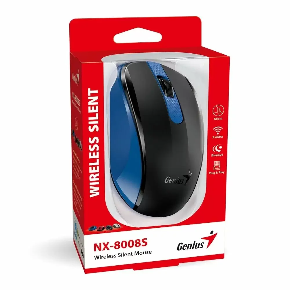 Мышь беспроводная Genius NX-8008S черный, 1200 dpi, радиоканал, USB, кнопки - 3