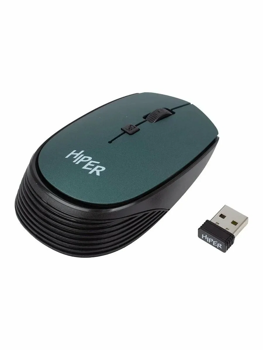 Мышь беспроводная HIPER HOMW-084 зеленый, 1600 dpi, радиоканал, USB, кнопки - 4