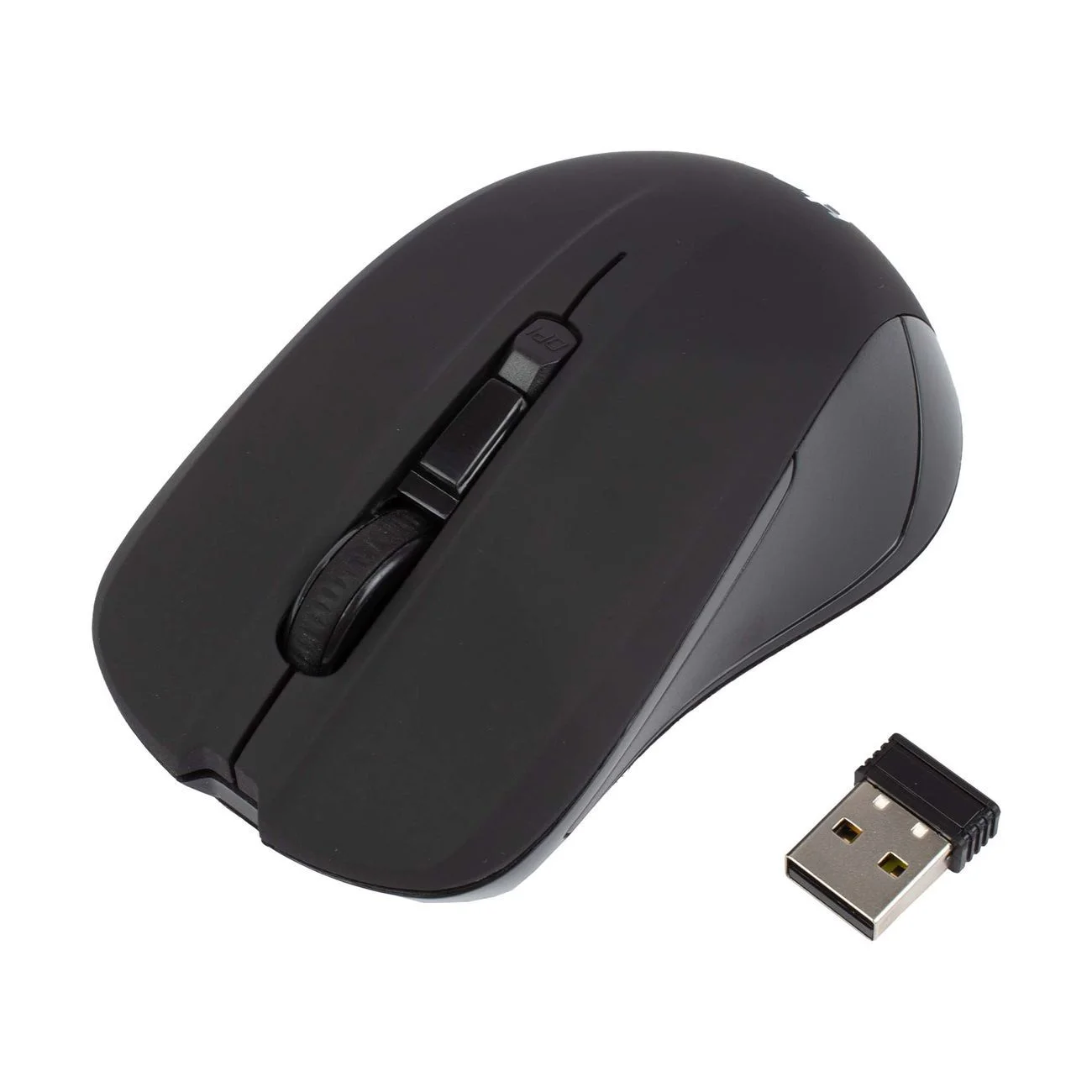 Мышь беспроводная HIPER HOMW-101, 1000-1600 dpi, оптический, 4 кнопки, Soft-touch покрытие, USB-приемник, 2,4 ГГц, батарея 1хАА, черный (HOMW-101)