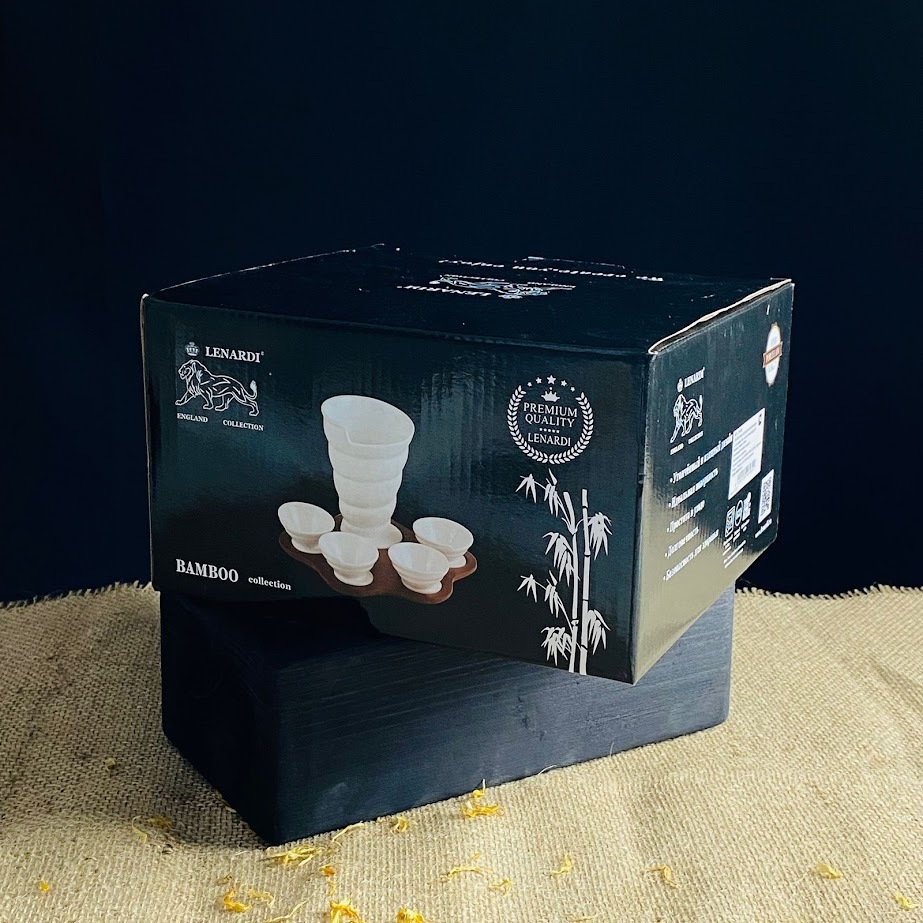 235-099 Блюдо для подачи картофеля фри с соусниками 5пр. на подставке TROPICAL в под.уп.(х8)Фарфор — фото 2