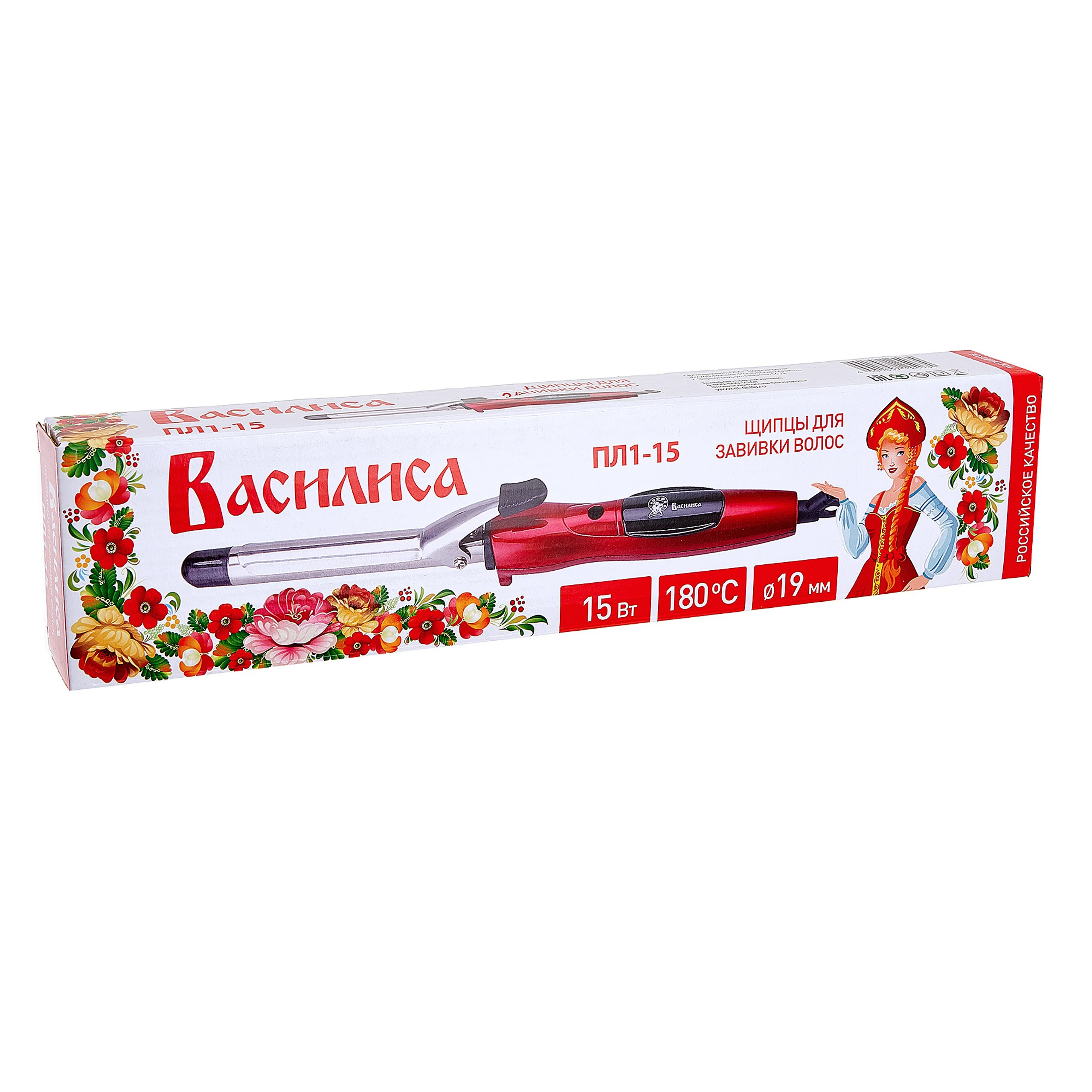 Щипцы для волос ВАСИЛИСА ПЛ1-15 красный с черным: d 19 мм