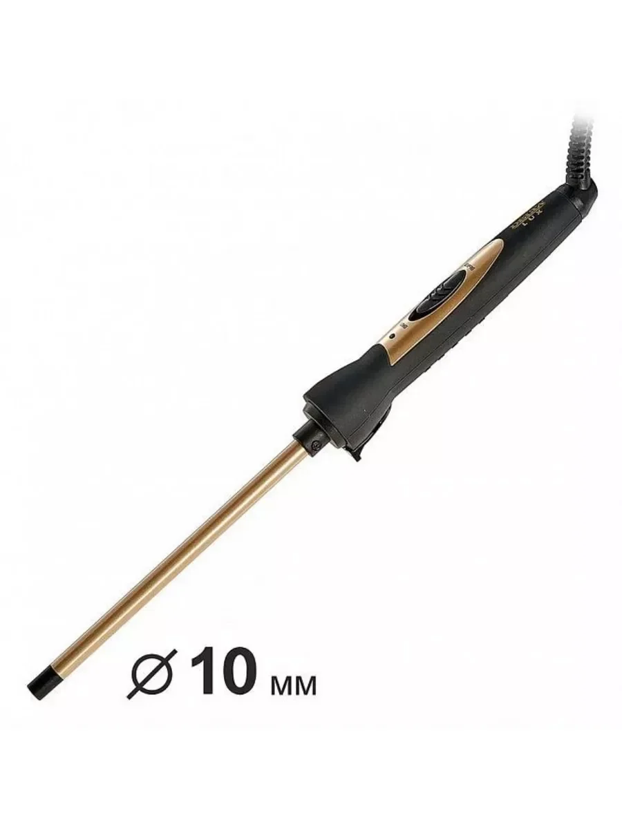 Щипцы для завивки волос DELTA LUX DL-0637 черный/золотой, 10 мм, 180 °C, 1 режим