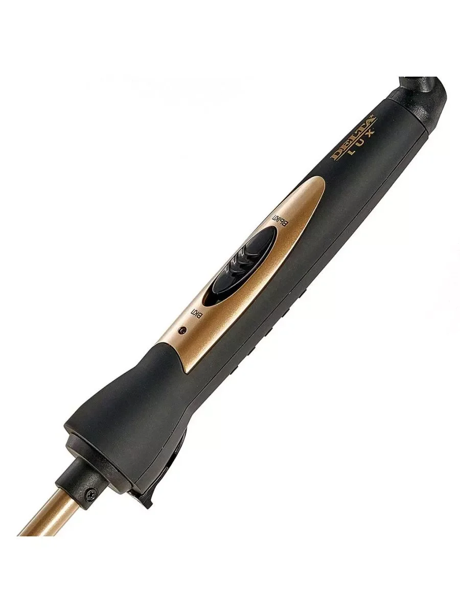 Щипцы для завивки волос DELTA LUX DL-0637 черный/золотой, 10 мм, 180 °C, 1 режим