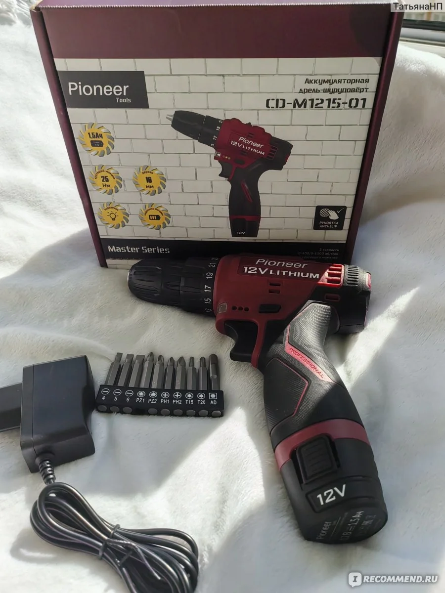 Дрель-шуроповерт аккум. Pioneer CD-M1215-01 (12В, 1500 об/мин, Li-Ion 1.5 Ач, индикат.ур.заряда)