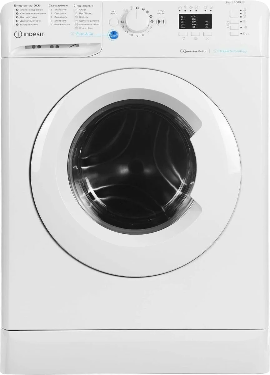 Стиральная машина Indesit BWSA6109WWV инвертор ПРОМО (6 кг загрузка, 85x59.5x43.5 см 1000 об/мин)