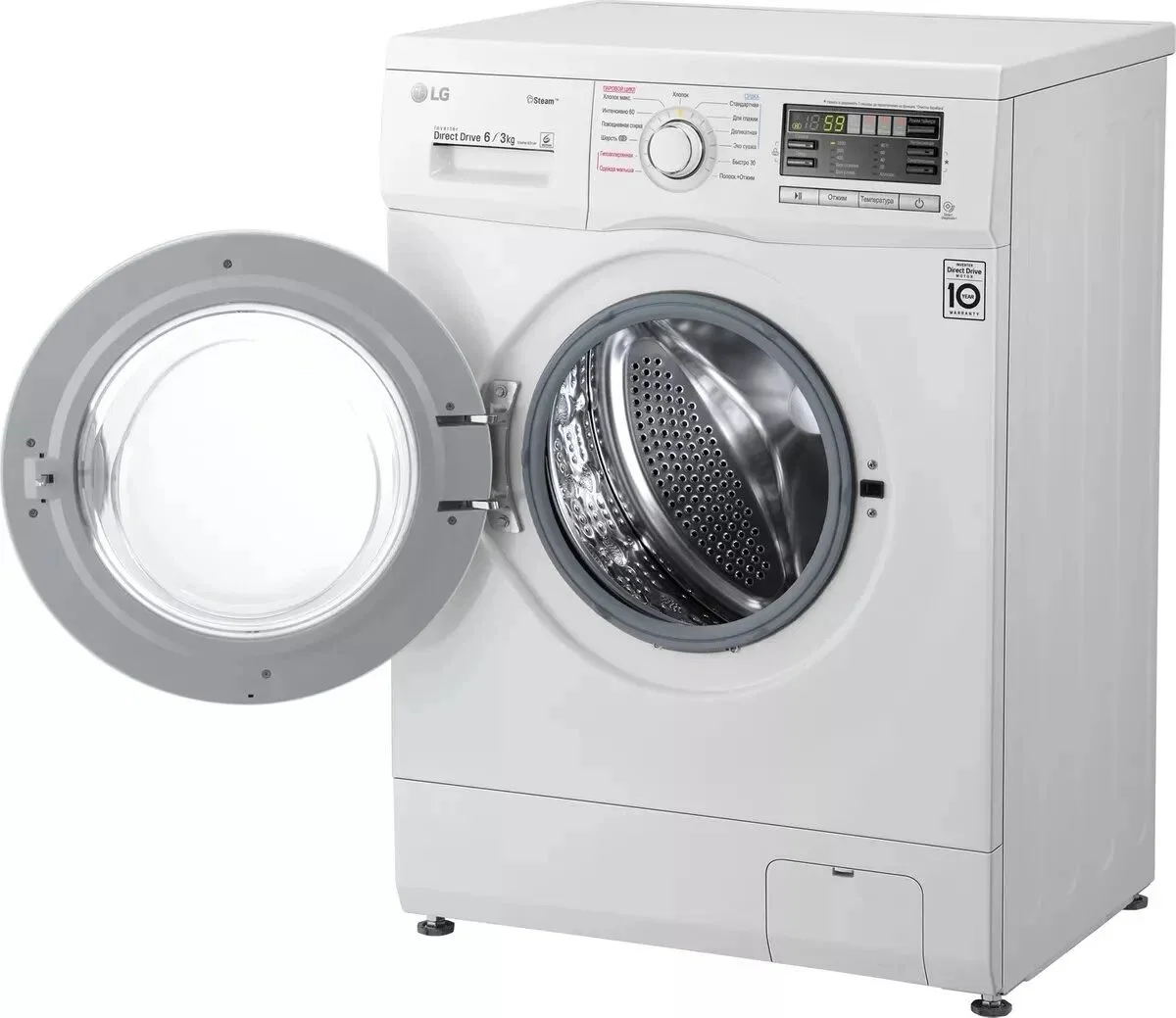 Стиральная машина LG F1296CDS0 белый (сушка, пар) 	60х44х85 см 1200 об/мин 6 кг