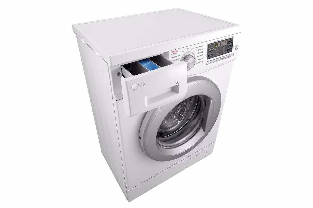 Стиральная машина LG F1296HDS1 7 кг 1200об/мин 60х44х85 см Инвертор Пар  белый/серебро