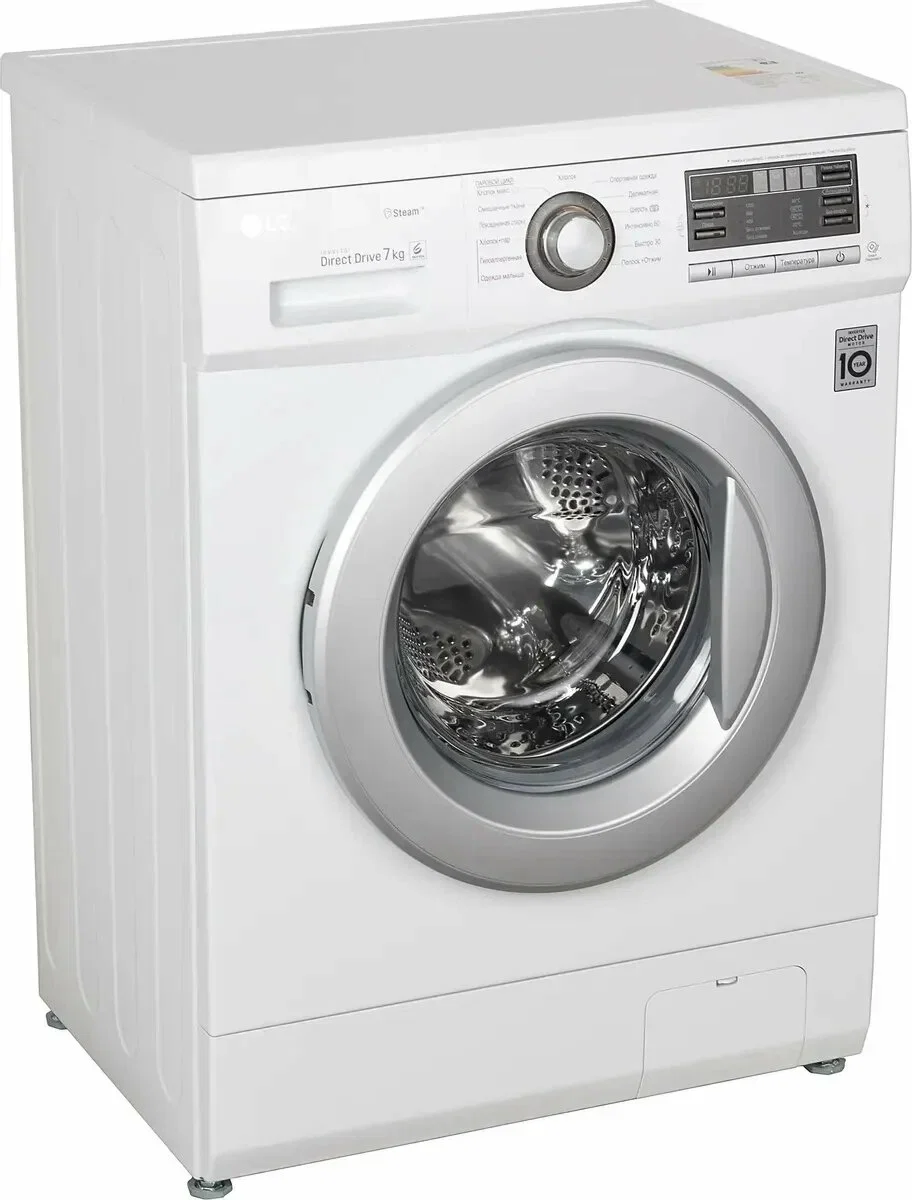 Стиральная машина LG F1296HDS1 7 кг 1200об/мин 60х44х85 см Инвертор Пар  белый/серебро
