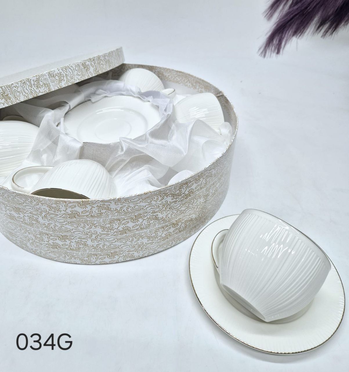 12PCS-034G  Набор чайный ( сервиз) фарфор 1к/6шт