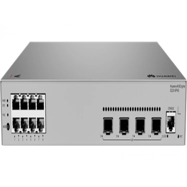 Коммутатор Huawei eKit S220-8T4S (L2, 8*10/100/1000BASE-T ports, 4*GE SFP ports, built-in AC power)