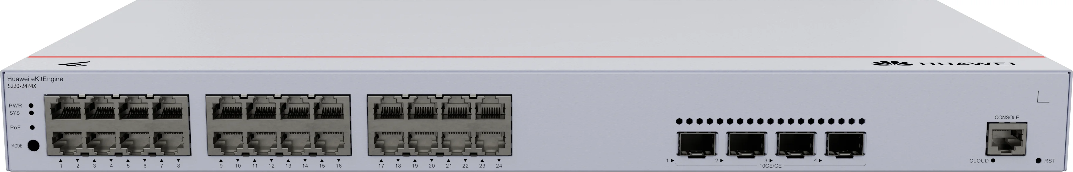 Коммутатор Huawei S310-24P4S L2+ (static router), 24*10/100/1000BASE-T ports, 4*GE SFP ports, POE+(370W)