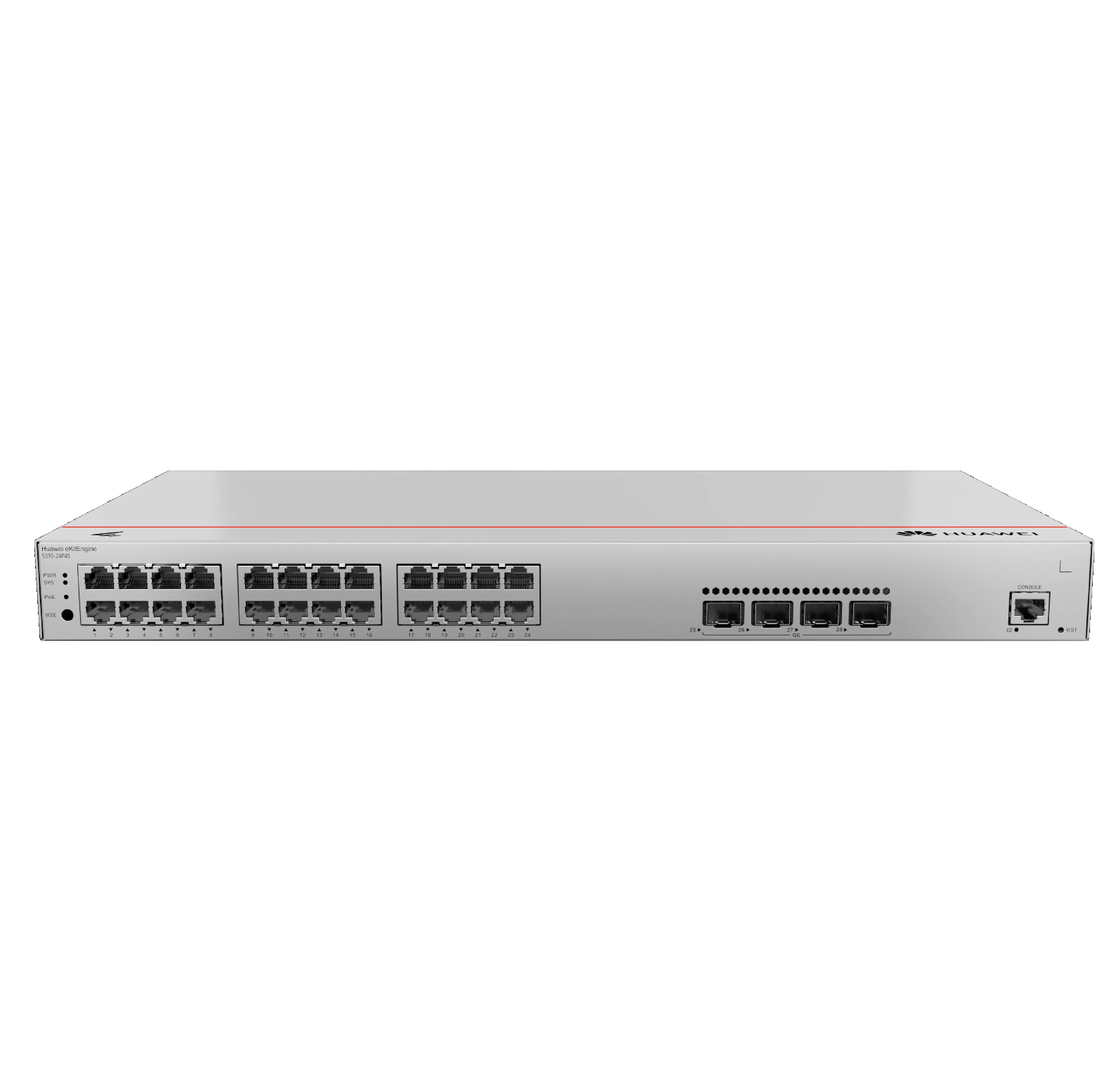 Коммутатор Huawei S310-24P4X (L2+, 24*10/100/1000BASE-T ports(400W PoE+), 4*10GE SFP+ ports, built-in AC power)