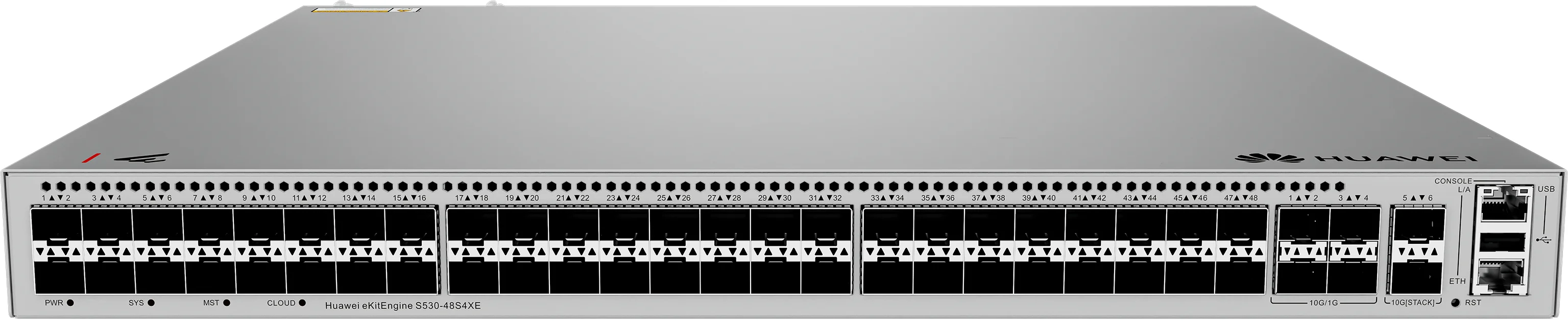Коммутатор Huawei S530-48S4XE (L3, 48*GE SFP ports, 4*10GE SFP+ ports, 2*12GE stack ports, with 1*AC power module)