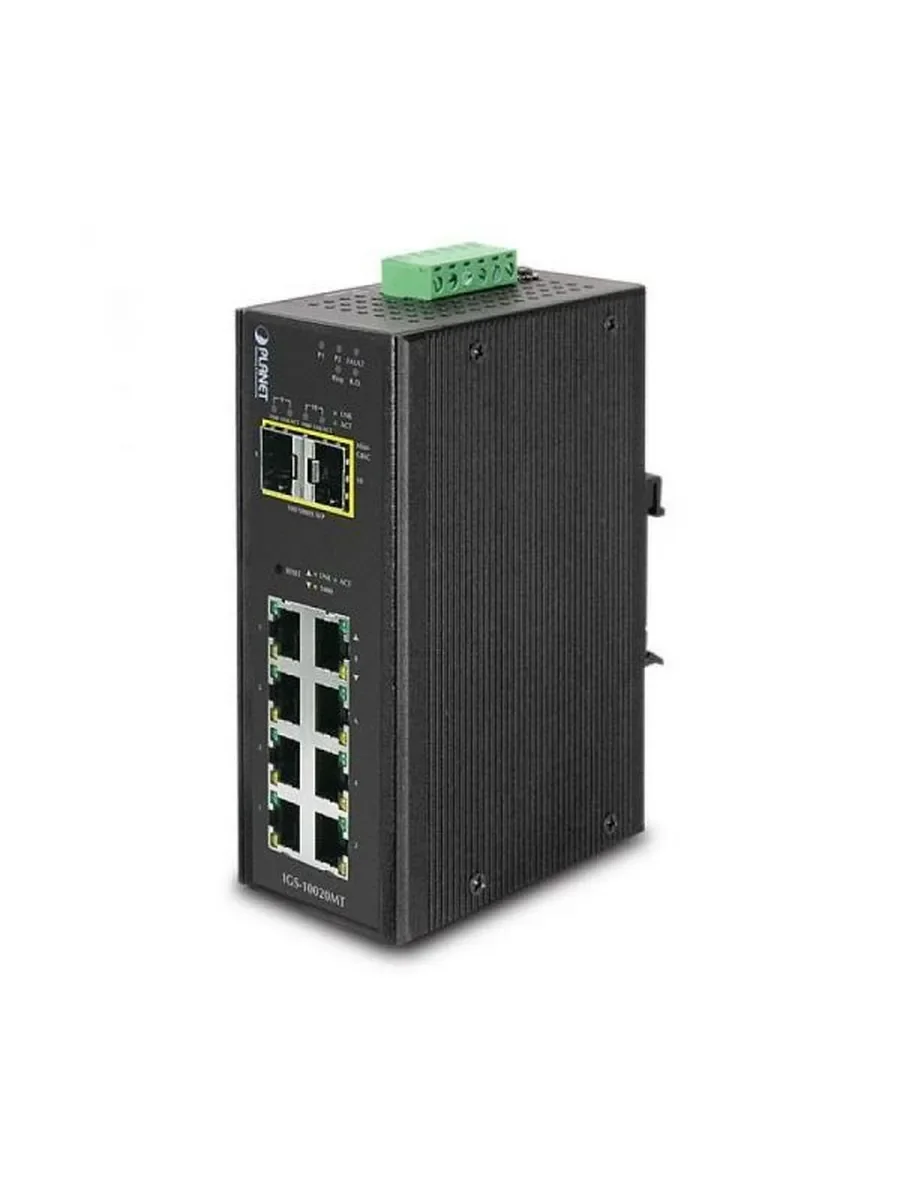Коммутатор IGS-10020MT индустриальный управляемый коммутатор IP30 Industrial 8* 1000TP + 2* 100/1000F SFP Full Managed Ethernet Switch (-40 to 75 degr
