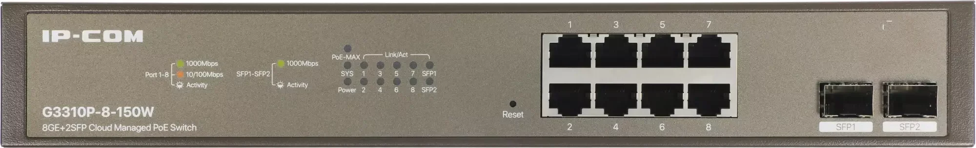 Коммутатор IP-COM G3310P-8-150W PoE с облачным управлением 8GE+2SFP